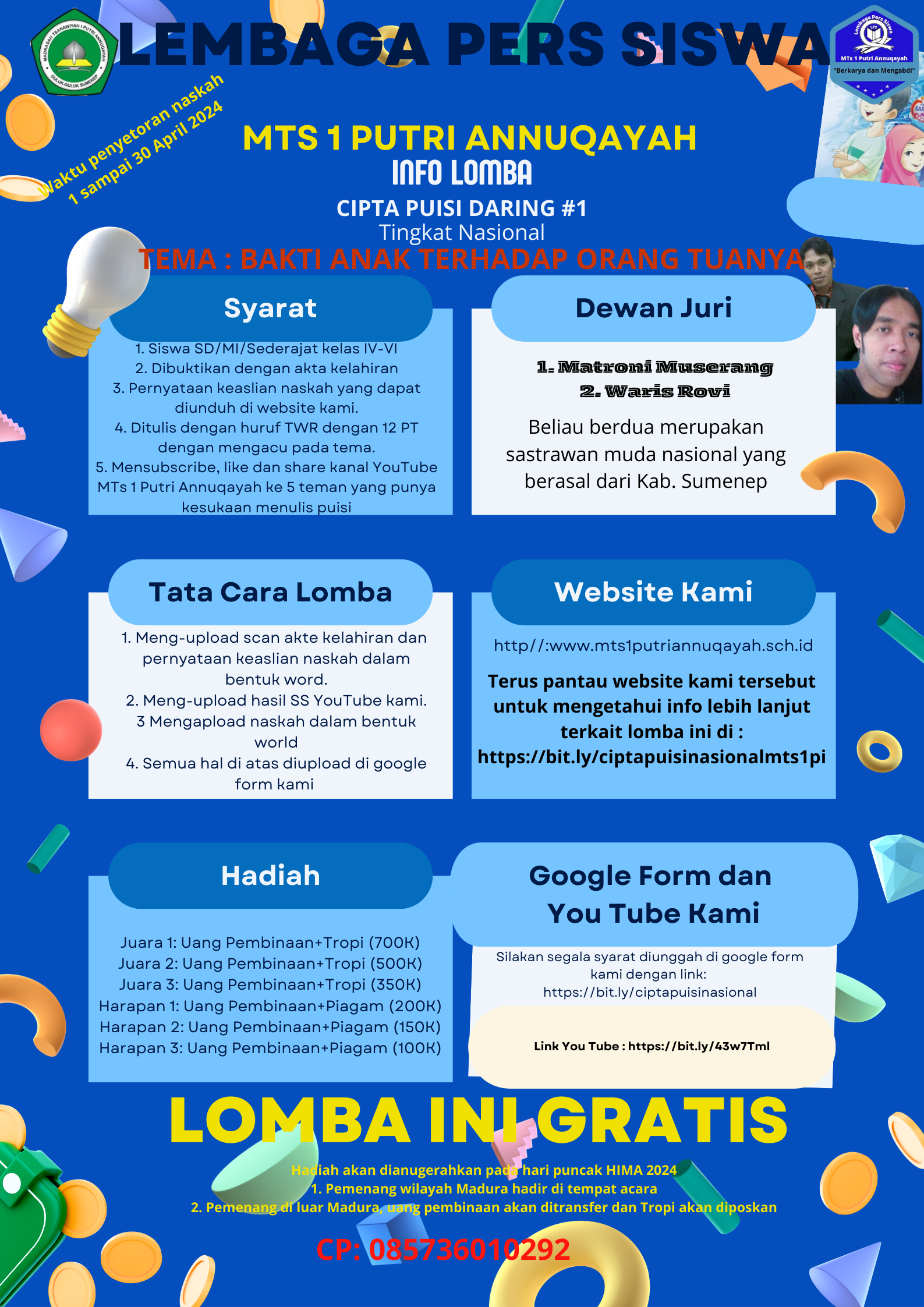 Brosur Lomba Cipta Puisi Nasional Jenjang SD/MI/Sederajat